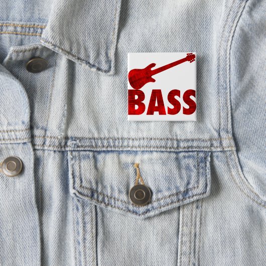 Badge Carré 5 Cm Guitare basse (En situation)