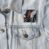 Badge Carré 5 Cm Guitare de basse cool (En situation)