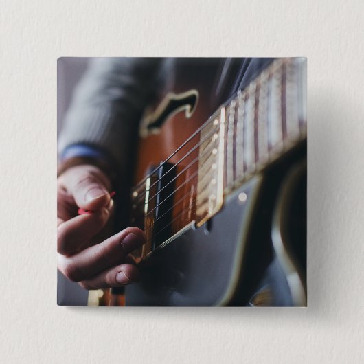 Badge Carré 5 Cm Guitare de basse cool (Devant)