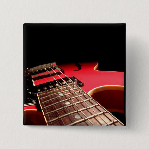 Badge Carré 5 Cm Guitare électrique rouge