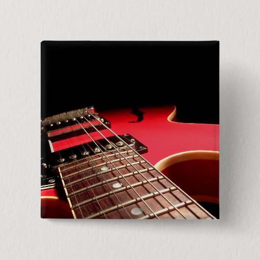 Badge Carré 5 Cm Guitare électrique rouge (Devant)