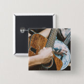 Badge Carré 5 Cm Guitare géniale (Devant & derrière)