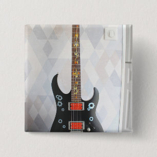 Badge Carré 5 Cm Guitare mignonne