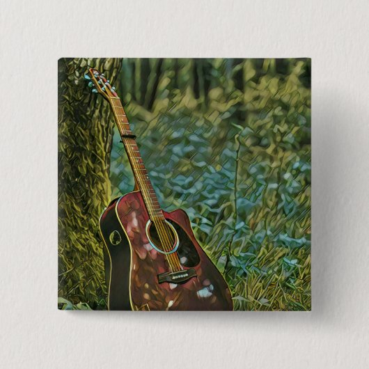 Badge Carré 5 Cm Guitariste Birthday (Devant)
