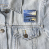 Badge Carré 5 Cm Gulf Shores Alabama Beach Sunrise Pier (En situation)