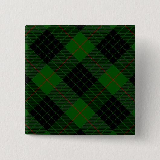 Badge Carré 5 Cm Gunn tartan vert noir plaid (Devant)
