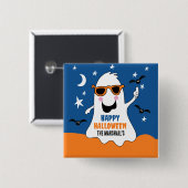 Badge Carré 5 Cm Gus Ghost Halloween mignon enfants (Devant & derrière)