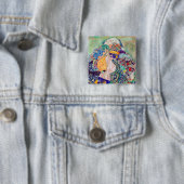 Badge Carré 5 Cm Gustav Klimt - Bébé / Berceau (En situation)