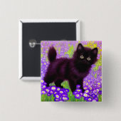 Badge Carré 5 Cm Gustav Klimt Black Kitten (Devant & derrière)