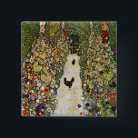 Badge Carré 5 Cm Gustav Klimt - Chemin du jardin avec poulets<br><div class="desc">Chemin de jardin avec poulets - Gustav Klimt,  Huile sur toile,  1916</div>