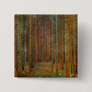 Badge Carré 5 Cm Gustav Klimt - Forêt de pins de Tannenwald