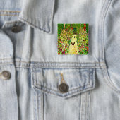 Badge Carré 5 Cm Gustav Klimt Garden with Chickens (En situation)