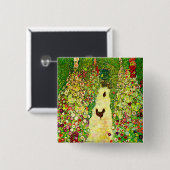 Badge Carré 5 Cm Gustav Klimt Garden with Chickens (Devant & derrière)