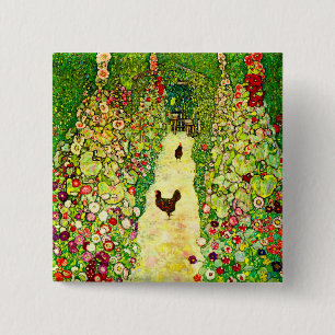 Badge Carré 5 Cm Gustav Klimt Garden with Chickens