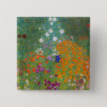 Badge Carré 5 Cm Gustav Klimt - Jardin des fleurs<br><div class="desc">Jardin aux fleurs - Gustav Klimt en 1905-1907</div>