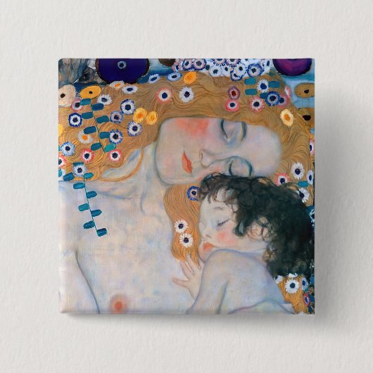 Badge Carré 5 Cm Gustav Klimt - Mère et Enfant (Devant)