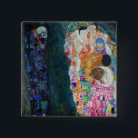 Badge Carré 5 Cm Gustav Klimt - Mort et vie<br><div class="desc">Décès et vie - Gustav Klimt,  Huile sur toile,  1910-1915</div>