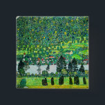 Badge Carré 5 Cm Gustav Klimt - Pente de montagne à Unterach<br><div class="desc">Pente de montagne à Unterach / Pente dans une forêt sur le lac Attersee - Gustav Klimt,  Huile sur toile,  1916</div>