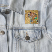 Badge Carré 5 Cm Gustav Klimt - Réalisation, Stoclet Frieze (En situation)