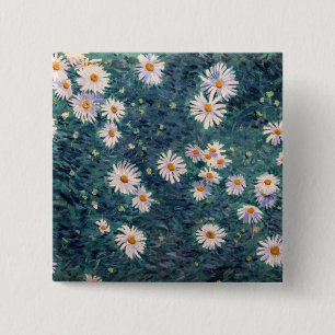 Badge Carré 5 Cm Gustave Caillebotte - Parterre de marguerites, dét