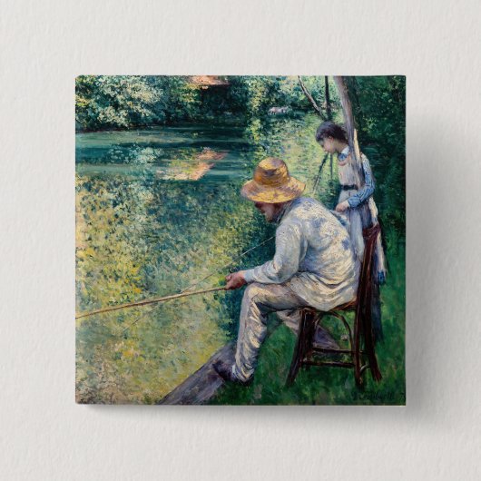 Badge Carré 5 Cm Gustave Caillebotte - Pêche à la ligne (Devant)