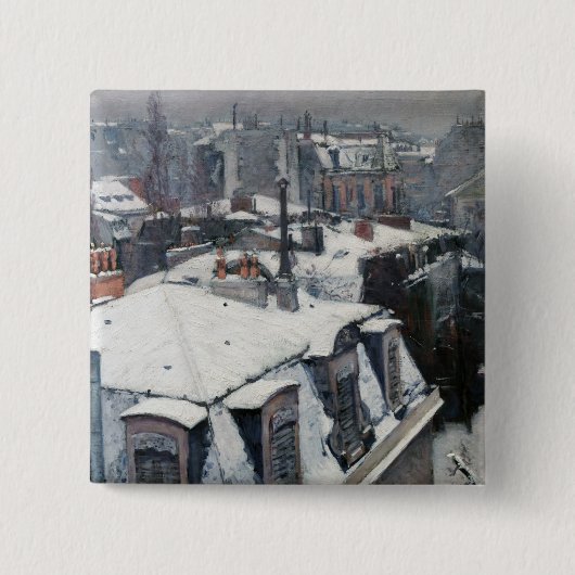Badge Carré 5 Cm Gustave Caillebotte - Toits dans la neige (Devant)