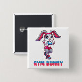Badge Carré 5 Cm Gym Bunny (Devant & derrière)