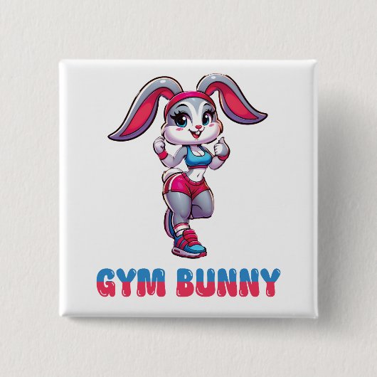 Badge Carré 5 Cm Gym Bunny (Devant)