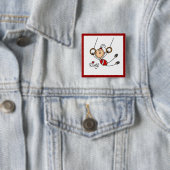 Badge Carré 5 Cm Gymnaste sur des anneaux (En situation)