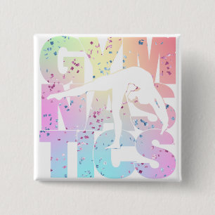 Badge Carré 5 Cm Gymnastics Confetti Letters   