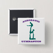 Badge Carré 5 Cm Gymnastique acrobatique - Filles Acro Violet et Tu (Devant & derrière)