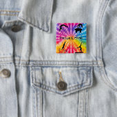 Badge Carré 5 Cm Gymnastique des filles Cravate arc-en-ciel (En situation)