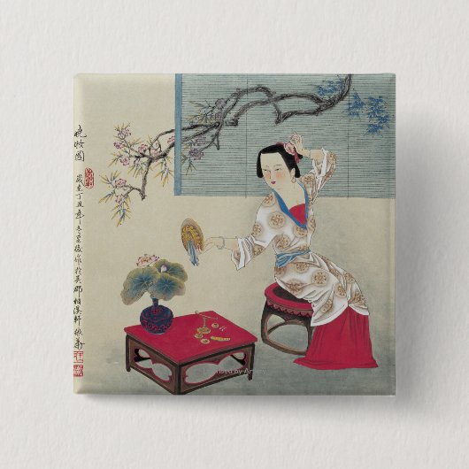 Badge Carré 5 Cm Habillage pendant le matin (Devant)