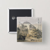 Badge Carré 5 Cm Haghia Sophia, plat 19 : vue extérieure du mosq (Devant & derrière)