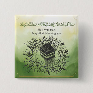 Badge Carré 5 Cm Hajj Moubarak, Kaaba sainte à La Mecque Arabie Sao