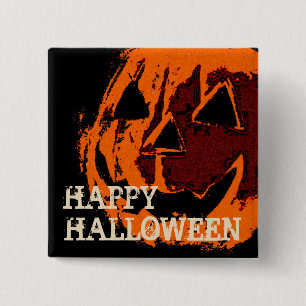 Badge Carré 5 Cm Halloween Citrouille - grunstyle + vos idées