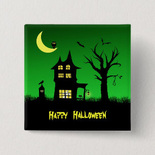 Badge Carré 5 Cm Halloween éffrayant Haunted House