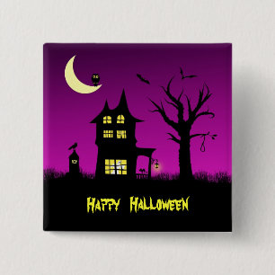 Badge Carré 5 Cm Halloween éffrayant Haunted House