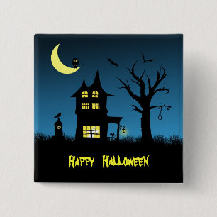 Badge Carré 5 Cm Halloween éffrayant Haunted House