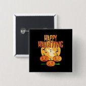 Badge Carré 5 Cm Halloween joyeuse (Devant & derrière)
