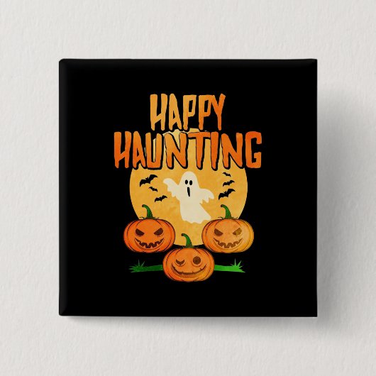 Badge Carré 5 Cm Halloween joyeuse (Devant)