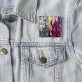 Badge Carré 5 Cm HALLOWEEN MONSTERS / ORK WAR Imaginaire (En situation)