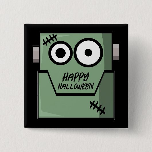 Badge Carré 5 Cm Halloween monstre de Frankenstein (Devant)