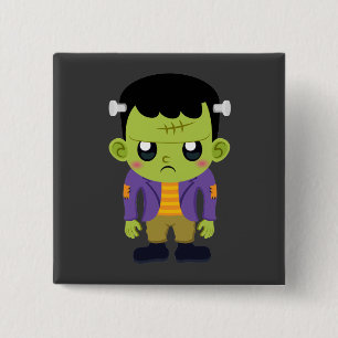 Badge Carré 5 Cm Halloween monstre Frankenstein Green