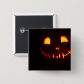 Badge Carré 5 Cm Halloween souriant Jack-o-Lantern (Devant & derrière)