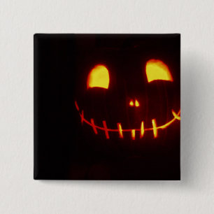 Badge Carré 5 Cm Halloween souriant Jack-o-Lantern