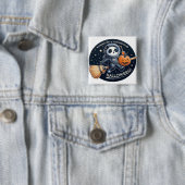 Badge Carré 5 Cm Halloween spectaculaire avec un panda bambou (En situation)