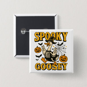 Badge Carré 5 Cm Halloween Spooky Goosey Pour Garçon Fille Citrouil
