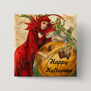 Badge Carré 5 Cm Halloween vintage