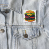 Badge Carré 5 Cm Hamburger de luxe double au fromage (En situation)